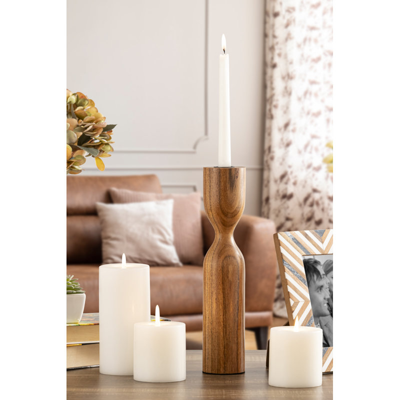 Grand porte-bougie en bois, H 12 po x l 2,5 po x P 2,5 po