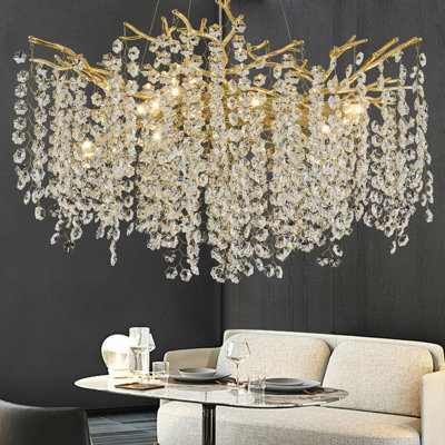 Tree Branch Snow Crystal Chandelier Lighting 32"D