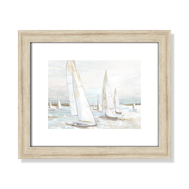 Windswept Sails I - Art encadré autoportant, H 13,5 po x l 15,5 po x P 1,25 po, Cadre beige