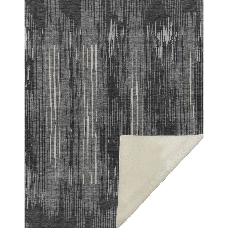 Jeté à rayures Addison Sherpa ASB893, Gris anthracite