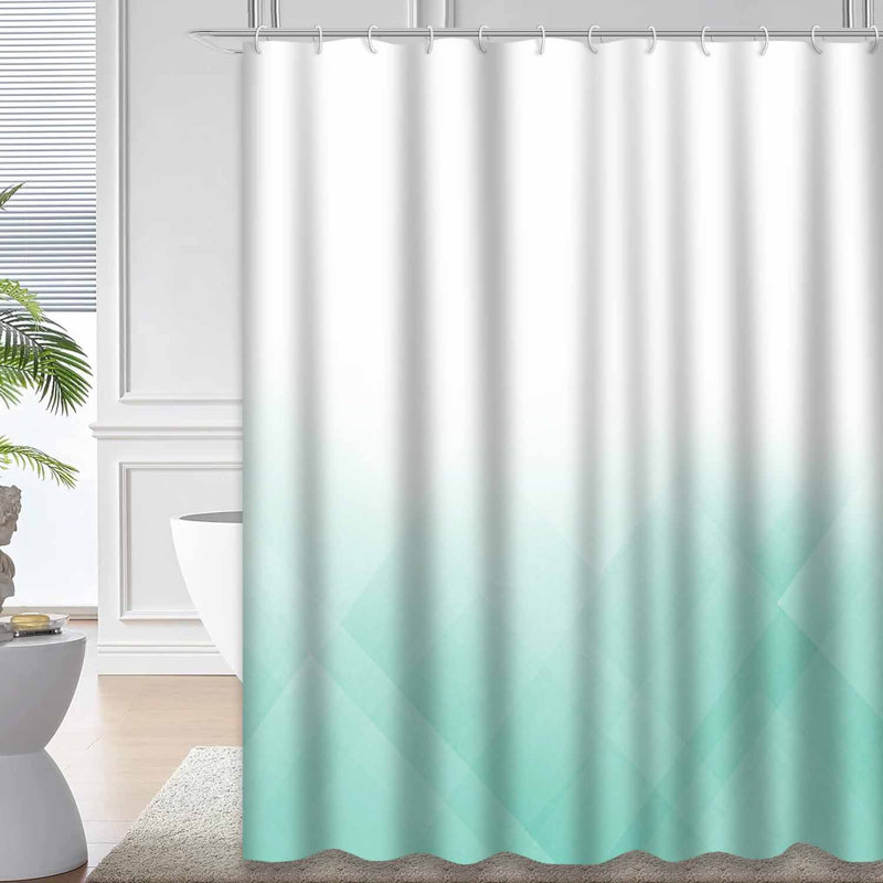 Rideau de douche abstrait bleu vert blanc bleu sarcelle avec 12 crochets, L 72 po x l 72 po
