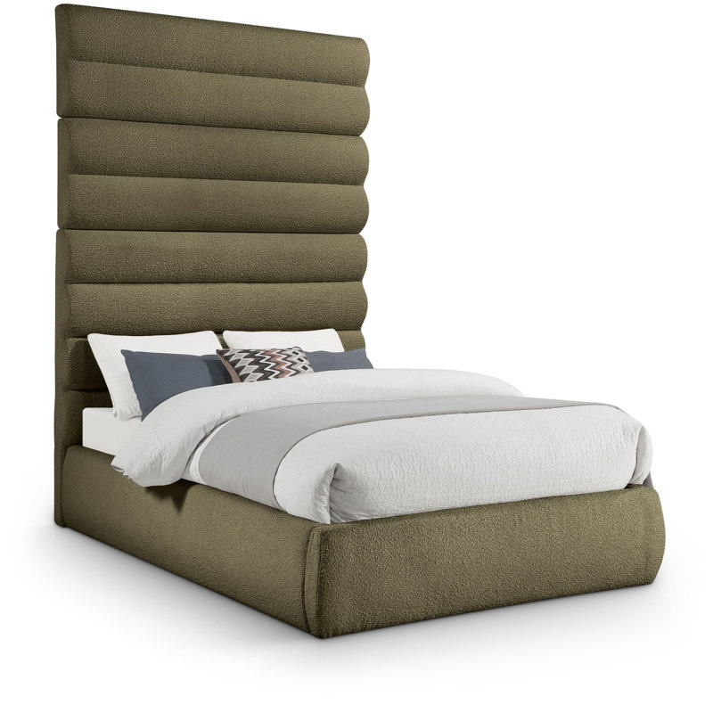 Lit en tissu Adam, Lit double, Boucle Fabric, Olive