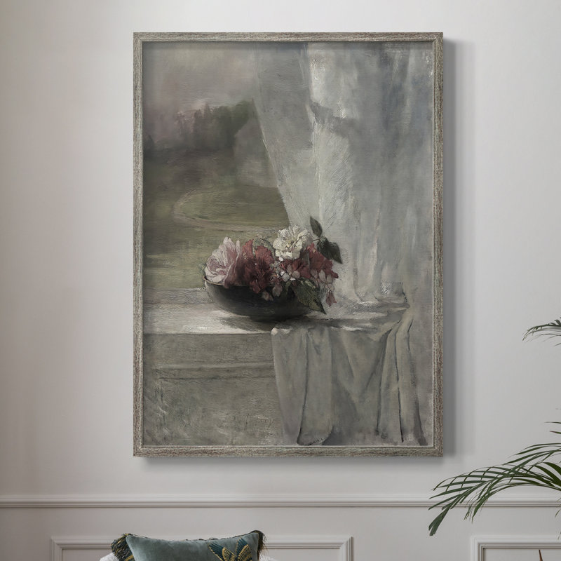 Impression florale rétro avec encadrement en bois massif, H 11 po x l 9 po