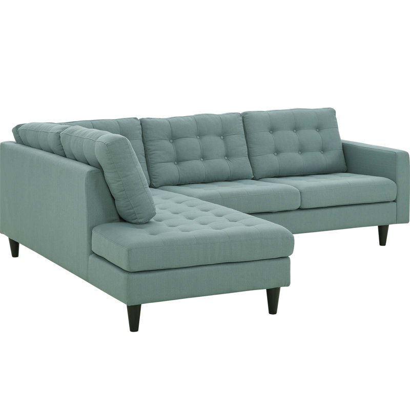 Modway Empress 2 Piece Upholstered Fabric Sectional, Granite, Left Hand Facing