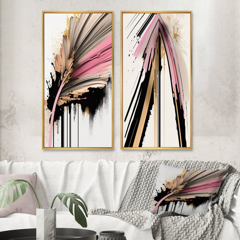 «Abstract Geode Peinture», 2 pièces sur toile, H 40 po x l 40 po, Encadrement doré