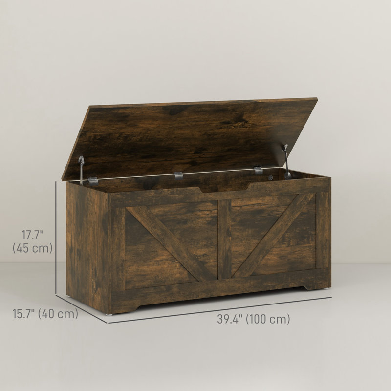 Coffre de rangement pour le salon, coffre à jouets en bois, l 39,4 po, Brun