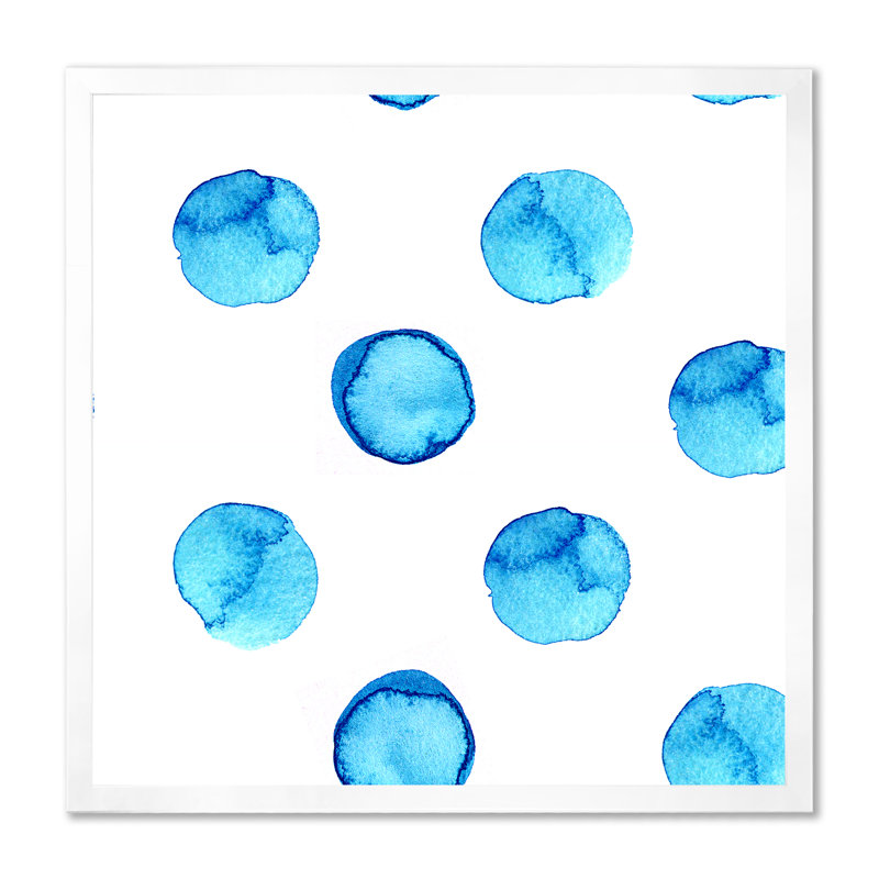 Pois bleu clair - peinture sur toile, H 36 po x l 36 po x P 1,5 po, Cadre de coin blanc fermé