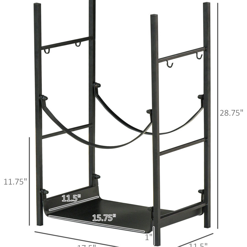 2 supports à bois de chauffage avec outils d'assemblage indolores - noir, support intérieur / extérieur noir 2 couches