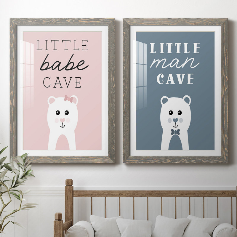 «Little Babe Cave», ensemble de 2 impressions, H 31,5 po x l 47 po x P 1,5 po, Blanc, Cadre en papier gris