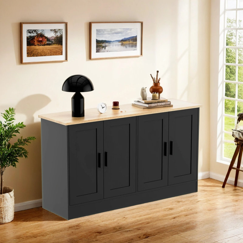 53.1" W 4 Door Buffet Cabinet, Coffee Bar Cabinet With Adjustable Shelf, Kitchen Buffet Sideboard For Living Room, Kitchen