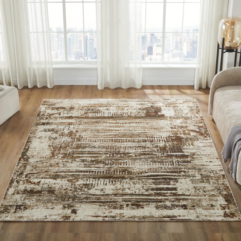 Finke Mocha Abstract Area Rug, Rectangle 9'6" x 13'6"
