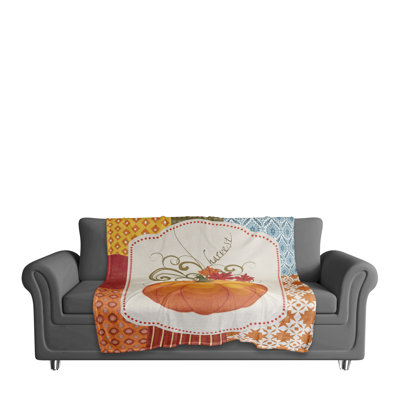 Harvest Patchwork Pumpkin Hand Woven Throw Blanket