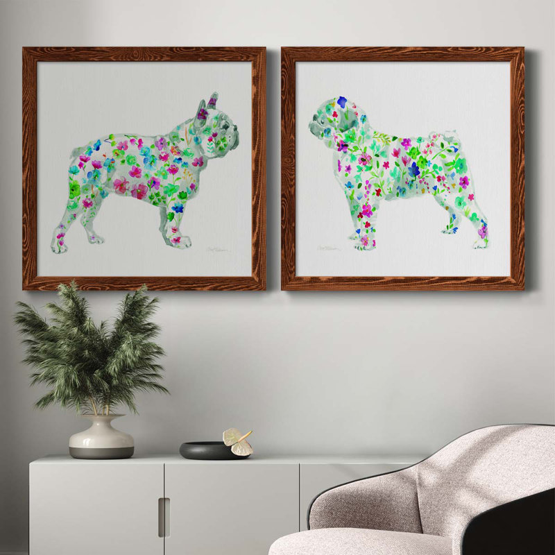 Tapisserie «French Bull», ensemble de 2 peintures sur toile encadrées, Érable encadré, H 35,5 po x l 71 po x P 1,5 po