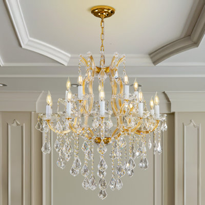 15 lumières, lustre en cristal, lustre moderne en cristal, lustre suspendu en cristal pour salle à manger, chambre à coucher, salon