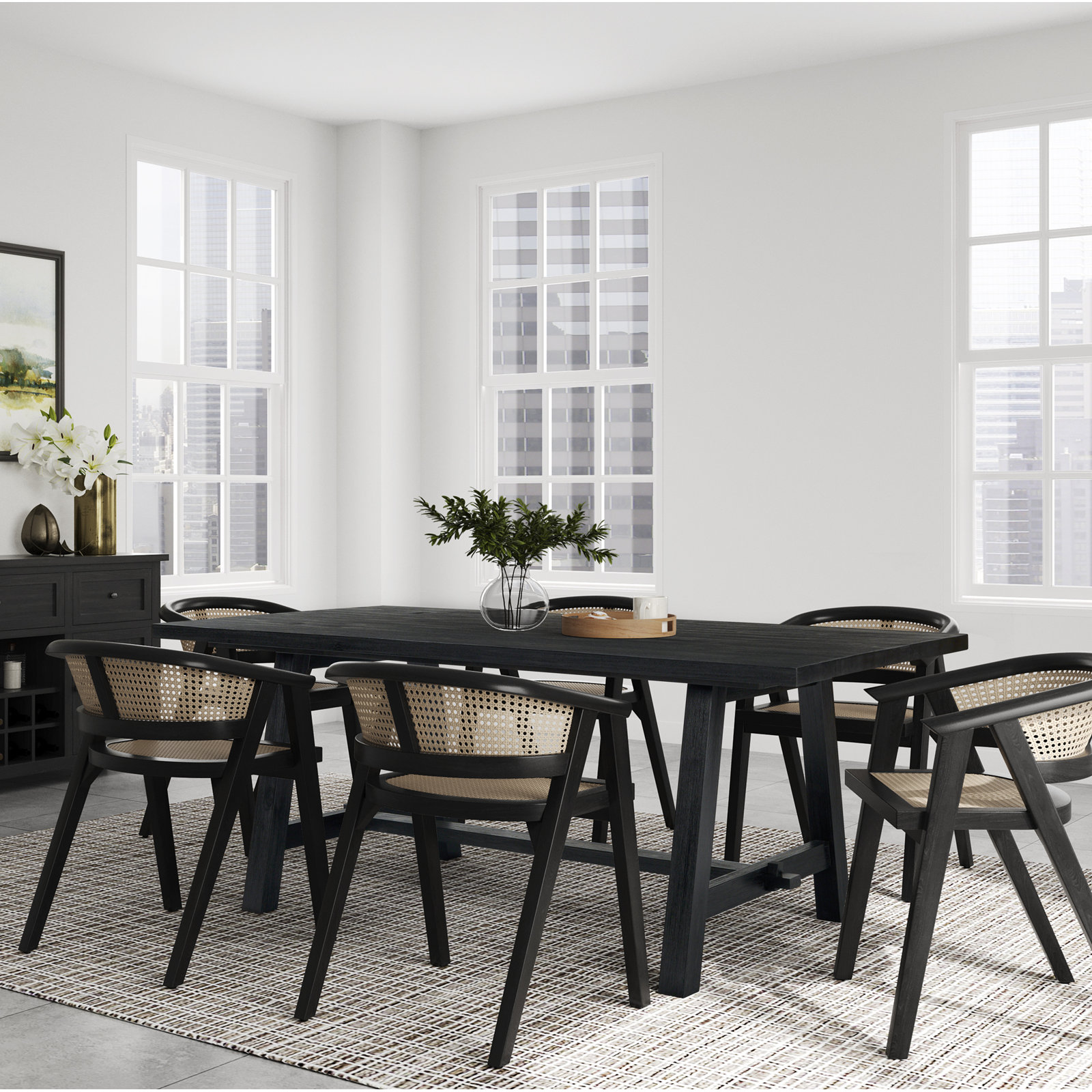 Alexa 79'' Dining Table, Brushed Black