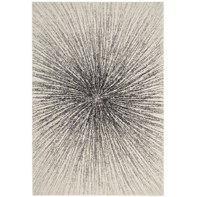 Tapis noir et ivoire à motif abstrait