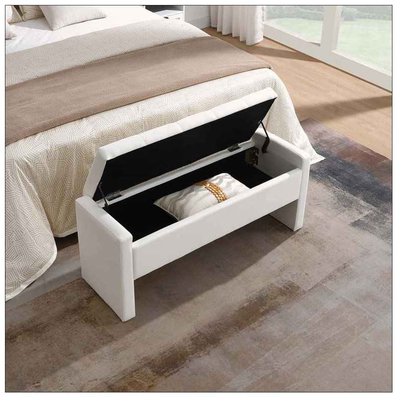 Banc de lit moderne avec rangement, Beige