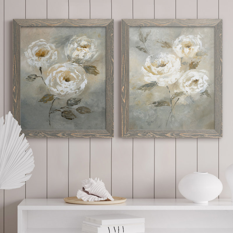 «Soft and Bold I», ensemble de 2 reproductions d'art, Pas de tapis, Toile avec cadre gris, H 24 po x l 36 po x P 1,5 po