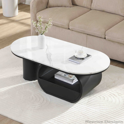 Table basse ovale avec tiroir de rangement 47,24 po