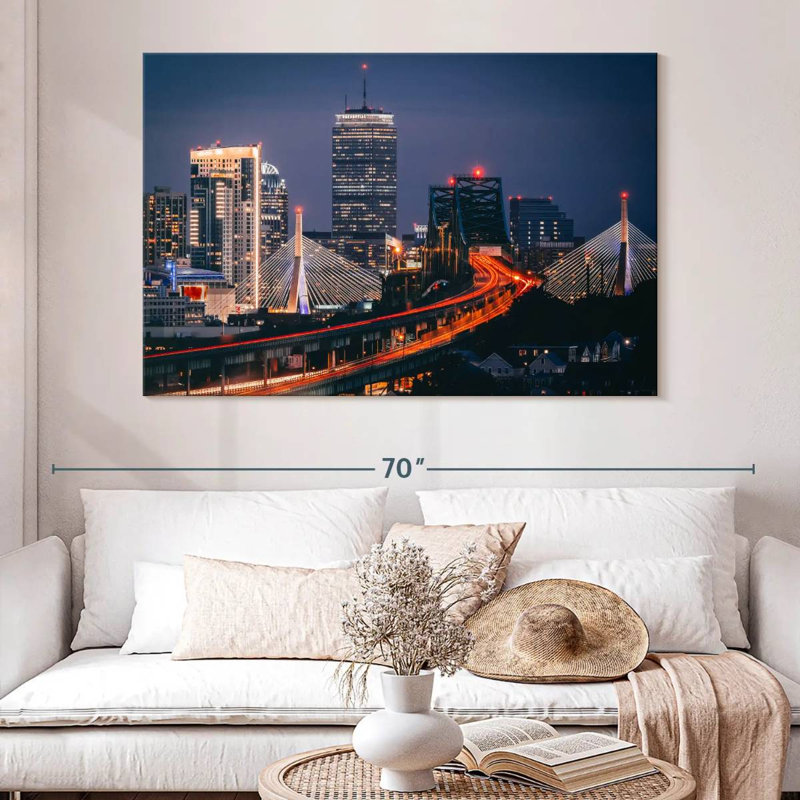 Nicci Boston Nighttime Skyline, 34" H x 51" W