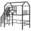Lit mezzanine en métal avec toit et boîte de rangement