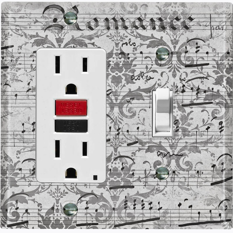 Patterned 2 - Gang Combination Plate Standard Combination Wall Plate, Gray