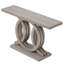Console 55 po avec base géométrique en bois, canapé d'entrée rustique pour salon, couloir, vestibule - table d'appoint décorative pour présentation et rangement, gris