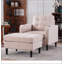 Ensemble de fauteuil rembourré beige et repose-pieds avec rangement - Canapé simple confortable