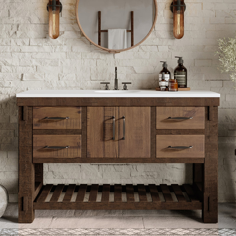 Meuble-lavabo simple 54 po avec plateau en quartz Bromley