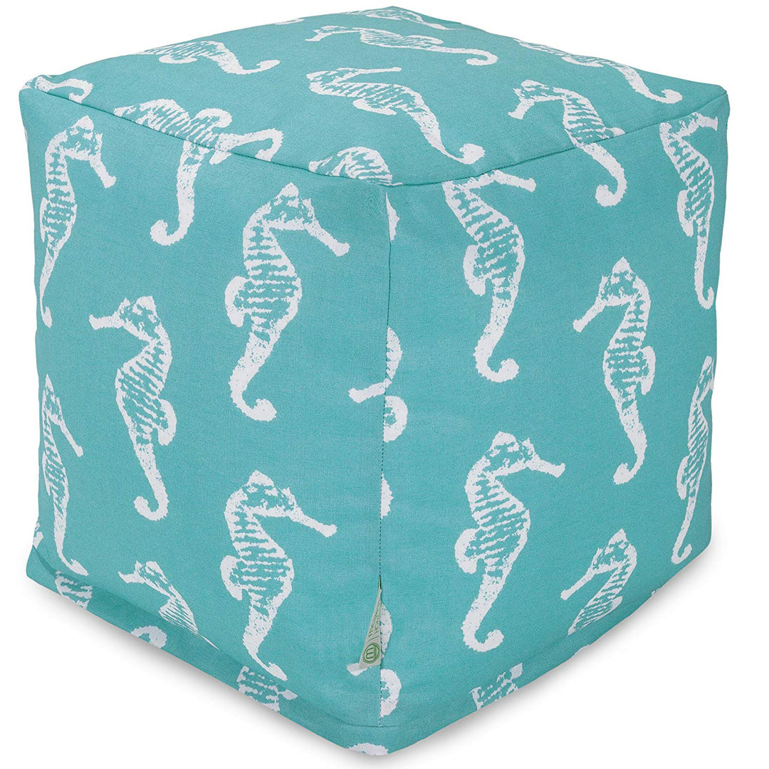 Daleyza Seahorse Small Cube Outdoor Ottoman with Cushion Highland Dunes Cushion 