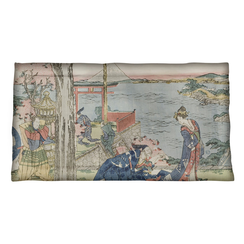 Taie décorative de courtre japonaise, Roi, Microfibre, Gris/bleu