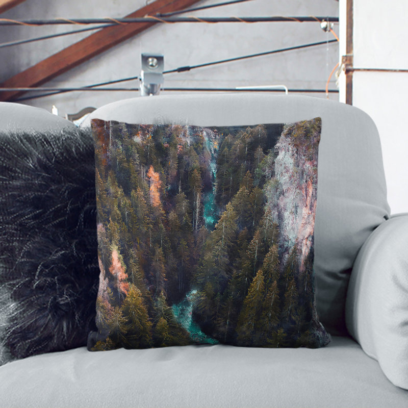 River And Forest Square Throw Cushion, 55cm H x 55cm W x 20cm D