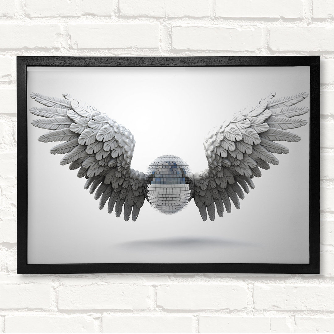 Disco Ball Wings - Closed Corner Frame Kunstdruck auf Holz