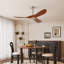 Ventilateur de plafond en bois massif à 52 pales de 52 pouces, finition noyer, sans lumière, ventilateur extérieur résistant à l'eau avec télécommande pour véranda de patio