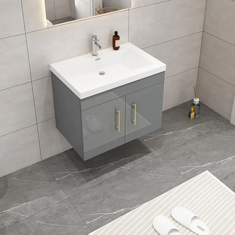 29.53'' Single Bathroom Vanity with Top, Glossy Gray
