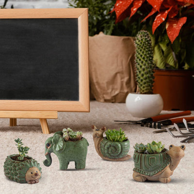 Petits pots de plantes grasses avec drainage, pot à fleurs en céramique pour l'intérieur et l'extérieur, petits pots de fleurs mignons pour cactus / bonsaï pour la décoration intérieure et la décoration de bureau, un ensemble de 4 pièces convient comme cadeau