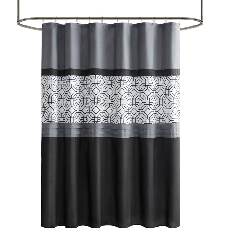 Rideau de douche brodé et découpé, Noir/gris