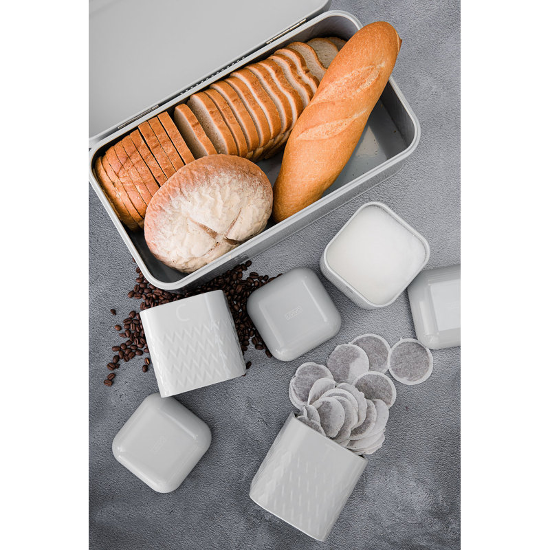 4 Piece Kitchen Canister Set, Grey