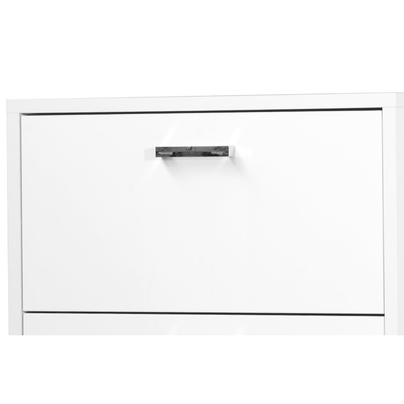9 Pair Flip Down Shoe Storage, White Lacquered