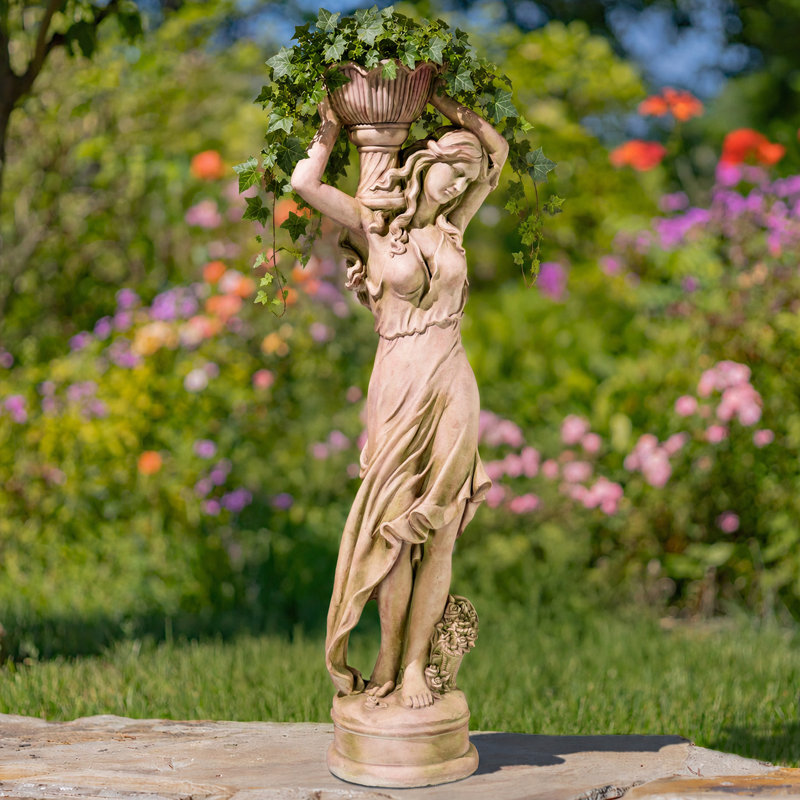 71 po Grande statue portant un pot de fleurs - Keira, Grey