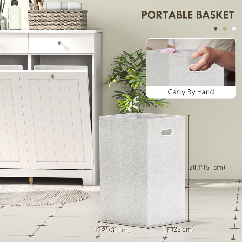 Toribio Rectangular Manufactured Wood Laundry Hamper Cabinet, White