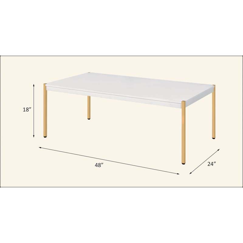 White & Gold Finish Coffee Table