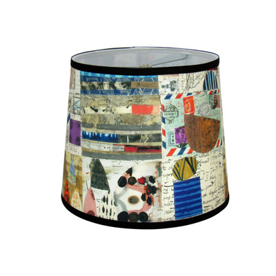 Random Thoughts Cotton Print Drum Lamp Shade (Screw on) in White/Brown/Red/Blue
