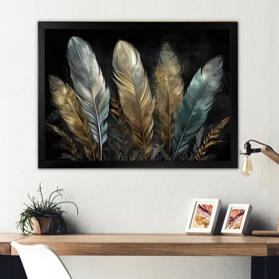 «Roslie Gold Gilded Feathers II», reproduction sur toile