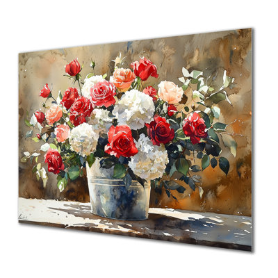 Barnyard Blossom Arrangement At The Barn I - Assorted Bouquets Metal Wall Decor