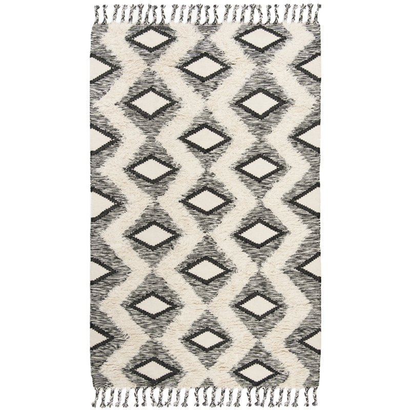 Isenberg Geometric Wool Hand Woven Area Rug, Rectangle 122 x 183 cm
