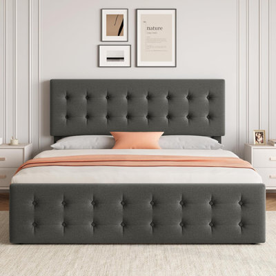 Bed Frame with Adjustable Headboard