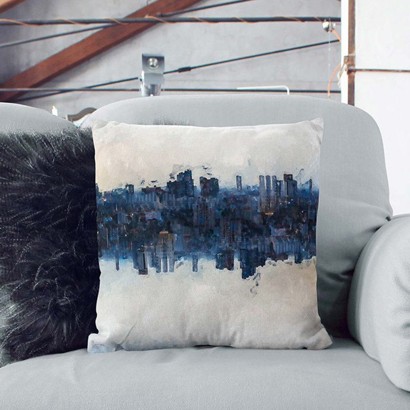 Abstract Square Cushion, 55cm H x 55cm W x 20cm D, Black
