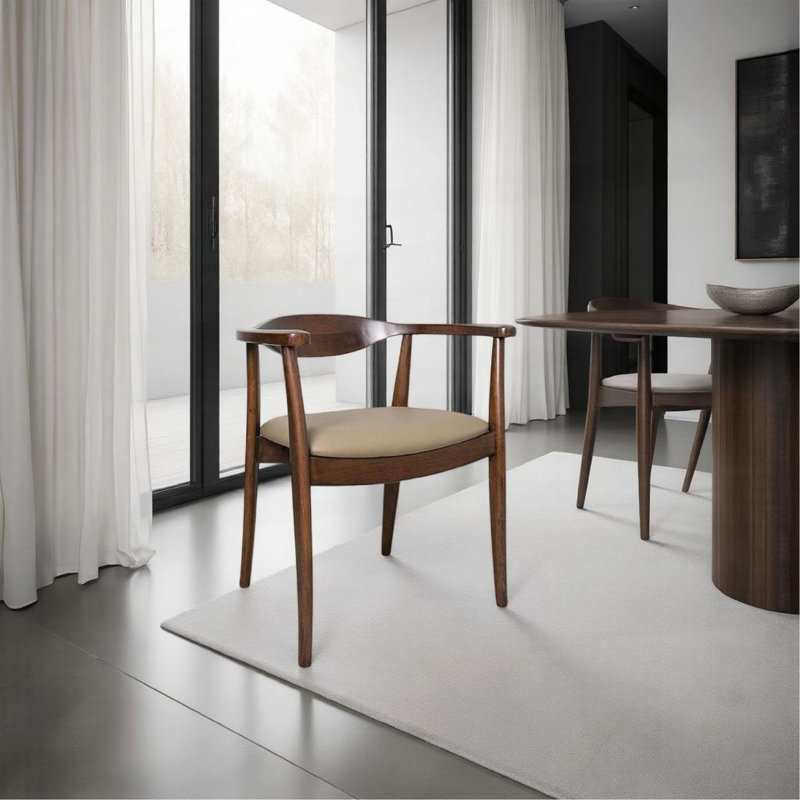 Ensemble de 2 chaises d'appoint de salle à manger Niva, bois d'hévéa brun