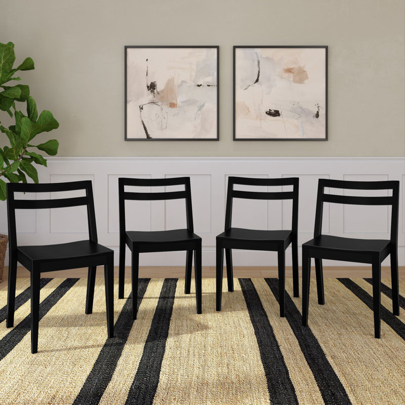 Chaise en bois massif Brevard , Noir